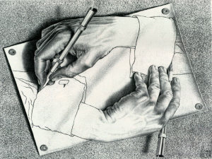 Escher's famous self-drawing hands